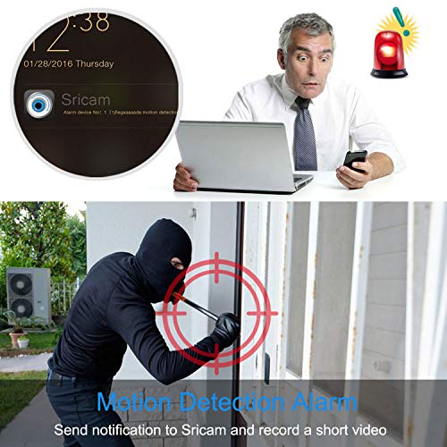 Sricam SP007 Cámara de Vigilancia Wifi Exterior, Visión Nocturna, HD 720P Impermeable IP66, Seguridad Exterior, Detección de Movimiento, Email Alarma Compatible con iOS Android y Windows PC