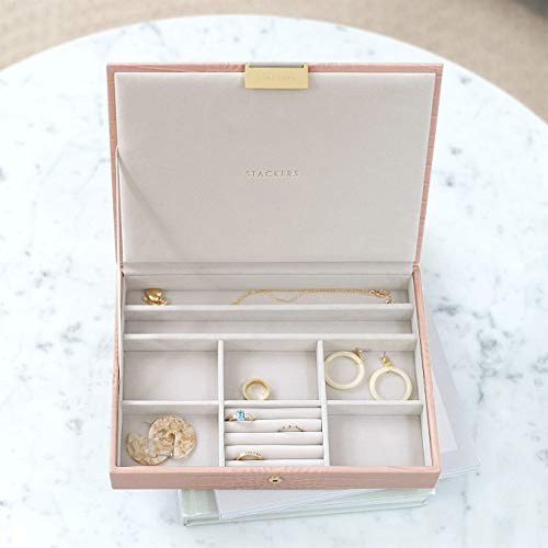 Stackers Croc Classic - Tapa para joyero (tamaño mediano), piel sintética, Rosa pastel, Medium