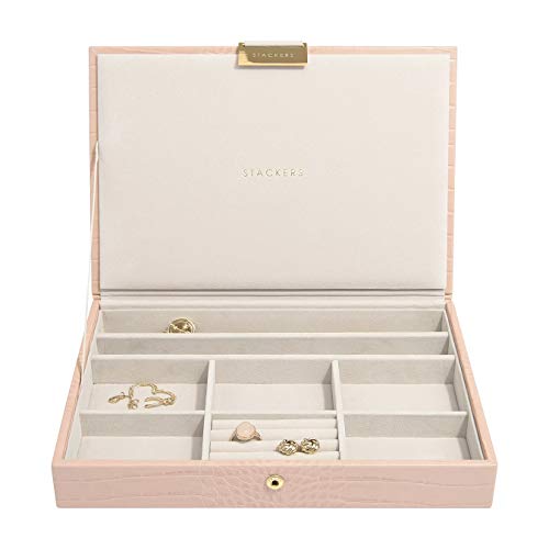 Stackers Croc Classic - Tapa para joyero (tamaño mediano), piel sintética, Rosa pastel, Medium