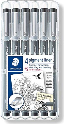 Staedtler 308 SB6P. Rotuladores Fineliner Pigment Liner. Estuche con 6 unidades.