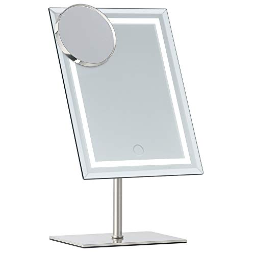 Star Vision Espejo de Maquillaje de Metal y Vidrio con 80 Mini Luces LED Ultra Brillantes, Base Resistente y función de Memoria y atenuación. 10X con el Espejo de Aumento Desmontable