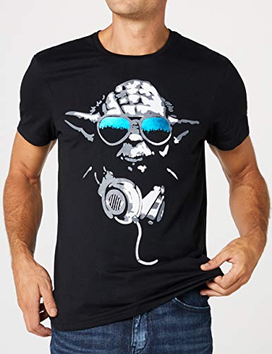 Star Wars DJ Yoda Cool Camiseta, Negro, X-Large para Hombre