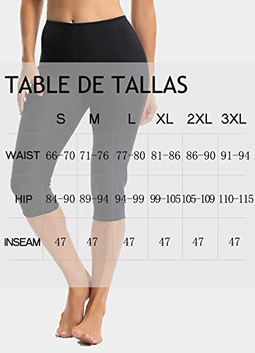 STARBILD Leggins Deportivas para Mujer para Adelgazar Leggins Anticeluliticos Mallas Termicos de Neopreno Fitness Deporte Correr Yoga Pantalón de Sudoración Adelgazantes Corto Negro y Amarillo 3XL