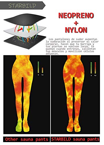 STARBILD Leggins Deportivas para Mujer para Adelgazar Leggins Anticeluliticos Mallas Termicos de Neopreno Fitness Deporte Correr Yoga Pantalón de Sudoración Adelgazantes Corto Negro y Amarillo 3XL