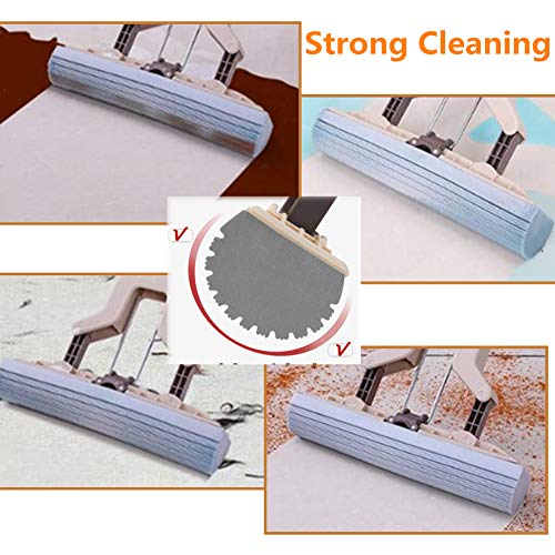 STARPIA Fregona de Esponja,2×Super Absorbente PVA Cabeza de trapeador, Absorción de Agua Mango Telescópico Rápida Limpieza de Suelos