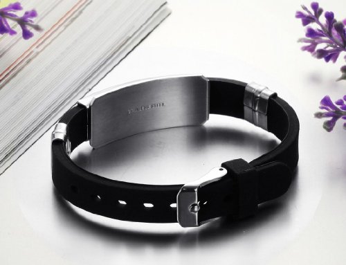 Stayoung Jewellery Forma Laberinto Hombre Acero Inoxidable Ajustable Pulsera/Brazalete, Color Negro Plateado