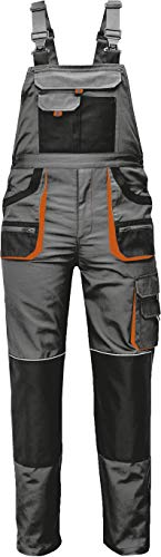Stenso Des-Emerton® - Pantalones con Peto de Trabajo para Hombre - Gris/Negro/Naranja - 52