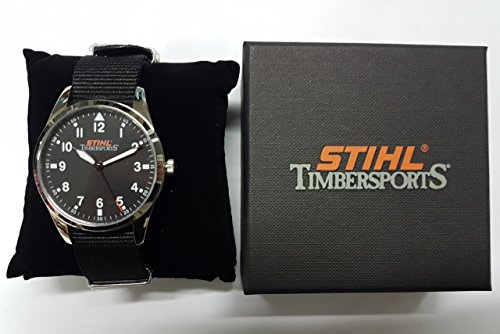 Stihl STS - Reloj de Pulsera, Color Negro y Plateado