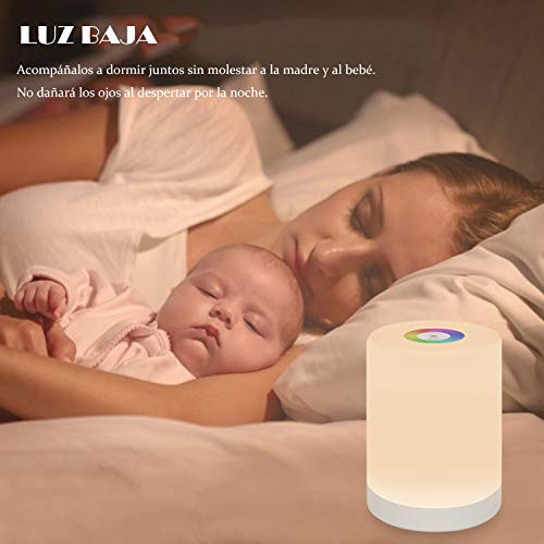 StillCool Lámpara de Noche Inteligente, Luz de Mesa Regulable con RGB Luz, Mango y Modo SOS para Dormitorio Oficina Sala de Estar y Acampada - Clase de Eficiencia Energética: A+