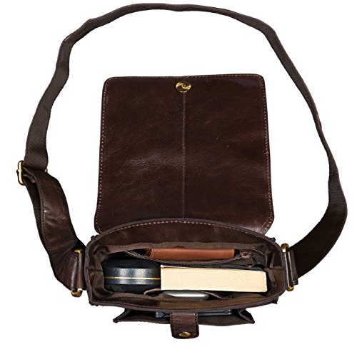 STILORD 'Finn' Bolso Mensajero Mediano de Piel Vintage para Mujeres y Hombres Bolsa de Hombro o Bandolera Mariconera Tablet de 8.4' auténtico Cuero, Color:Chocolate - marrón