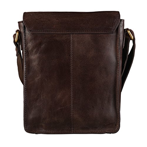 STILORD 'Finn' Bolso Mensajero Mediano de Piel Vintage para Mujeres y Hombres Bolsa de Hombro o Bandolera Mariconera Tablet de 8.4' auténtico Cuero, Color:Chocolate - marrón
