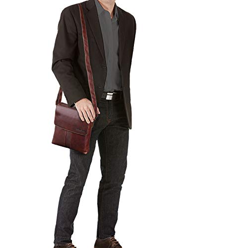 STILORD 'Lian' Vintage Bolso de Hombro de Cuero Marrón Bolso Bandolera Mediano para Hombres Mujeres Bolso Mensajero para Tablet de 10.1' de Piel Auténtico, Color:Cognac marrón Oscuro