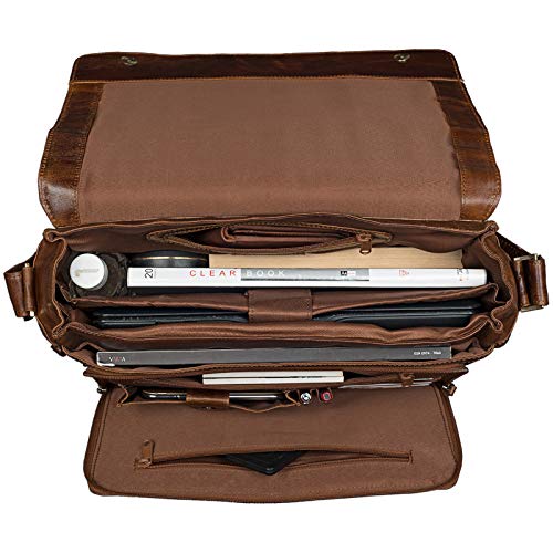 STILORD 'Rick' Bolso de Mensajero o Bandolera de Piel Vintage Bolsa de portátil de 15.6' para Universidad Negocios o Profesor Maletín marrón de auténtico Cuero, Color:marrón - Antico