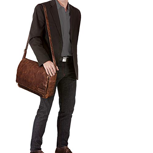 STILORD 'Rick' Bolso de Mensajero o Bandolera de Piel Vintage Bolsa de portátil de 15.6' para Universidad Negocios o Profesor Maletín marrón de auténtico Cuero, Color:marrón - Antico