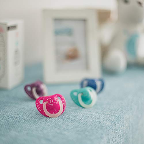 Suavinex - Pack 2 Chupetes Nocturnos para bebés 0-6 meses Con Anilla Luminiscente Tetina Anatómica de Silicona Brilla en la Oscuridad, Rosa