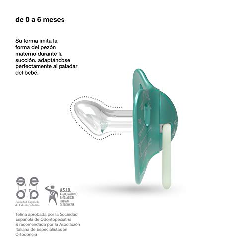 Suavinex - Pack 2 Chupetes Nocturnos para bebés 0-6 meses Con Anilla Luminiscente Tetina Anatómica de Silicona Brilla en la Oscuridad, Rosa