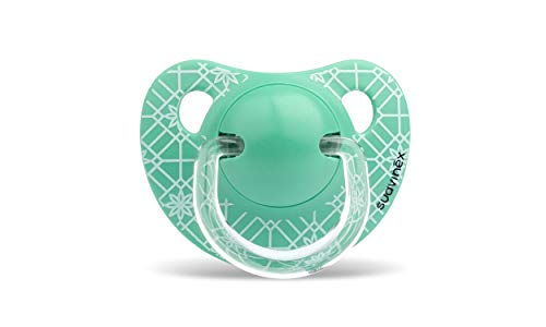 Suavinex - Pack de 2 Chupetes +18 Meses. Tetina Anatómica de Silicona 0% Bisphenol, Color Verde y Azul Diseño Panda