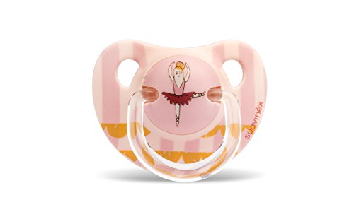 Suavinex - Pack de 2 Chupetes 6-18 meses. Tetina Anatómica de Silicona 0% Bisphenol, Color Rosa Diseño Bailarina