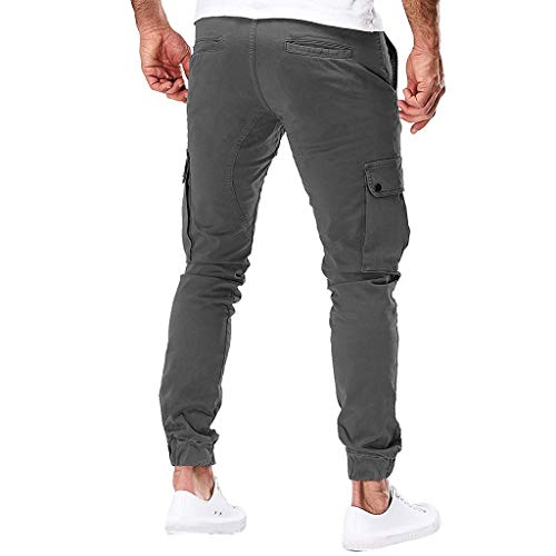 Subfamily Pantalones de Herramientas Deportivas Casuales Multibolsillos de Color Liso para Hombre Azul Marino Pocket Overol Casual Pocket Sport Work Pantalones de Pantalón Casuales Gris Oscuro M