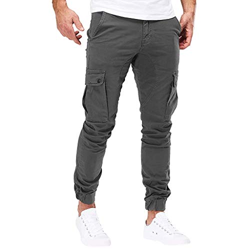 Subfamily Pantalones de Herramientas Deportivas Casuales Multibolsillos de Color Liso para Hombre Azul Marino Pocket Overol Casual Pocket Sport Work Pantalones de Pantalón Casuales Gris Oscuro M