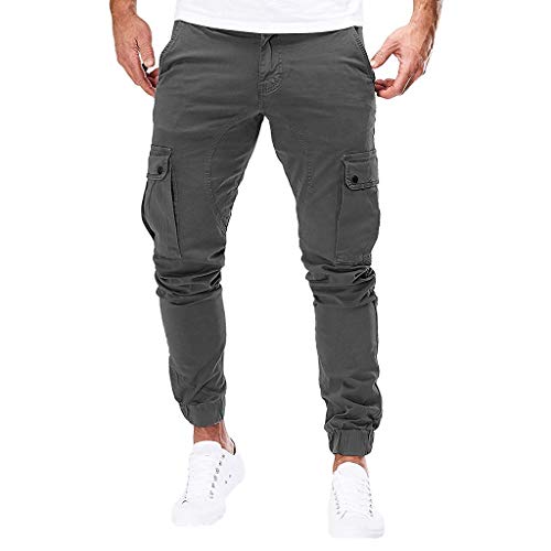 Subfamily Pantalones de Herramientas Deportivas Casuales Multibolsillos de Color Liso para Hombre Azul Marino Pocket Overol Casual Pocket Sport Work Pantalones de Pantalón Casuales Gris Oscuro M