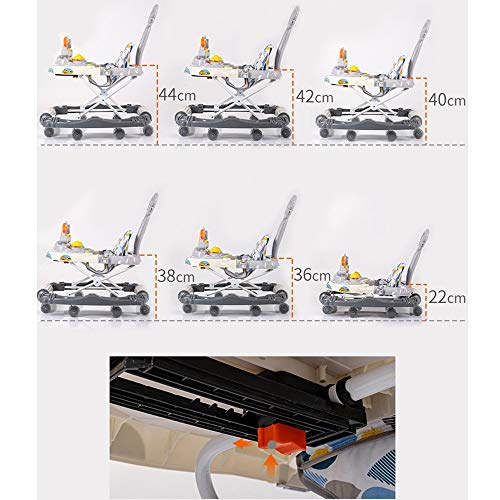 Sucastle Le Adjustab Cojín Espacio Caminante del bebé 3-en-1 Caminantes con fácil Bandeja Limpia y Universal Ruedas antivuelco Plegable for niños pequeños Walker for el bebé 6-18Months (Color : Gray)