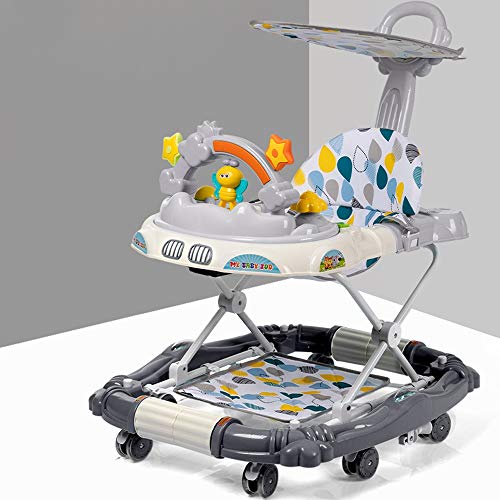 Sucastle Le Adjustab Cojín Espacio Caminante del bebé 3-en-1 Caminantes con fácil Bandeja Limpia y Universal Ruedas antivuelco Plegable for niños pequeños Walker for el bebé 6-18Months (Color : Gray)