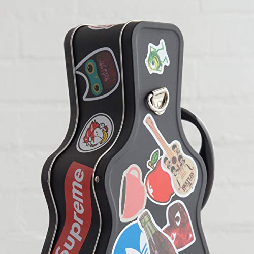 SUCK UK Fiambrera Caja De Almuerzo con Forma De Guitarra | Porta Merienda Original | Tupper Infantil Colegio, Metal, Negro, 8.10x15.50x28.00 cm