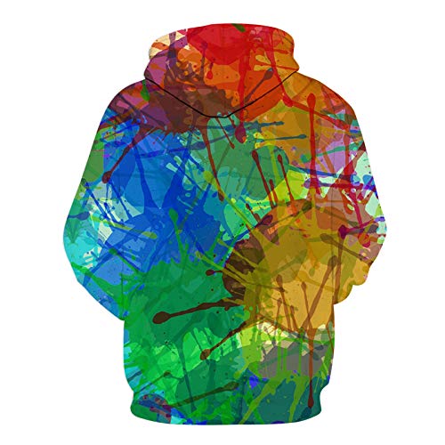 Sudadera con Capucha Hombre 3D Impresión Pullover Sudaderas De Tendencia Hoodie Sweatshirt de Mangas Largas Bolsillos Unisex,Representación de Pintura al óleo de Color,3XL