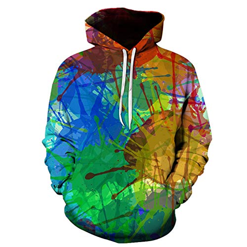 Sudadera con Capucha Hombre 3D Impresión Pullover Sudaderas De Tendencia Hoodie Sweatshirt de Mangas Largas Bolsillos Unisex,Representación de Pintura al óleo de Color,3XL