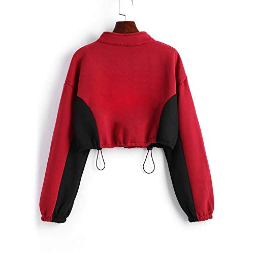 Sudadera con Capucha para Mujer,Moda Manga Larga Casual Patchwork Sudaderas de Cremallera Invierno Suéter Largo Mujer Jersey Mujer Tumblr Primavera Blusa Tops Abrigo Deportiva vpass