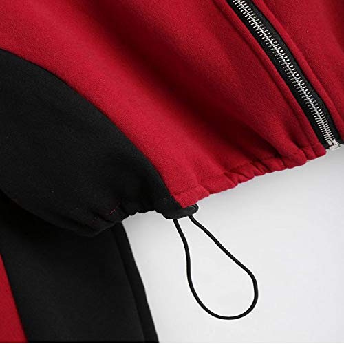 Sudadera con Capucha para Mujer,Moda Manga Larga Casual Patchwork Sudaderas de Cremallera Invierno Suéter Largo Mujer Jersey Mujer Tumblr Primavera Blusa Tops Abrigo Deportiva vpass