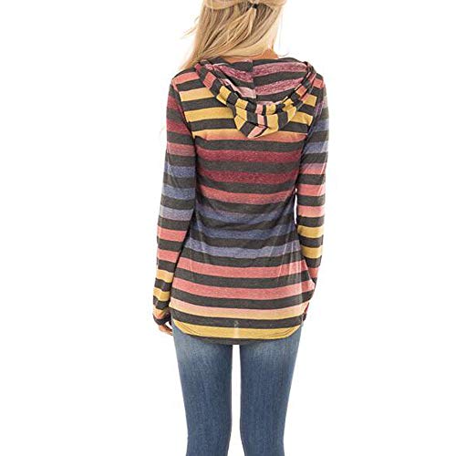 Sudaderas con Capucha Larga Primavera Invierno para Mujer 2019,PAOLIAN Camisetas Manga Largas Deporte Blusas Suéter Hoodie Tops Estampado Rayas con Cinturón Ancha Rebajas