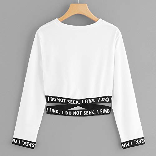 Sudaderas Sin Capucha Corta Tumblr Deporte Primavera Invierno para Mujer,PAOLIAN Camisetas Manga Largas Adolescentes Chicas Suéter Hoodie Hueco Tops Estampado Alfabeto Rebajas Talla Grande