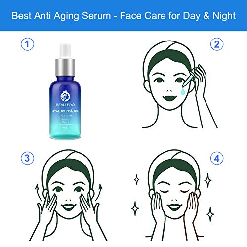 Suero de Ácido Hialurónico, la Mejor Antiedad y Antiarrugas Suero Facial Orgánico con Ácido Hialurónico Puro + Vitamina C + Vitamina E + EGF para la Cara, Humedad en la Piel, Dosis Alta, 30 ml