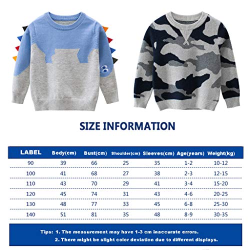 Suéter para Niños Navidad Muchachas de Los Bebés de Punto del Suéter del Invierno Tops Camiseta de los Niños Mangas Largas 3-4 años, Azul