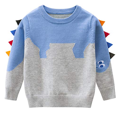 Suéter para Niños Navidad Muchachas de Los Bebés de Punto del Suéter del Invierno Tops Camiseta de los Niños Mangas Largas 3-4 años, Azul