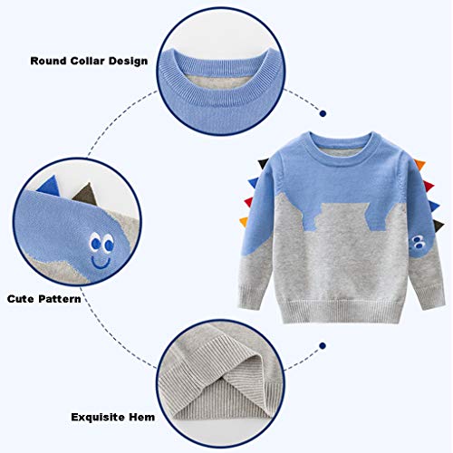 Suéter para Niños Navidad Muchachas de Los Bebés de Punto del Suéter del Invierno Tops Camiseta de los Niños Mangas Largas 3-4 años, Azul