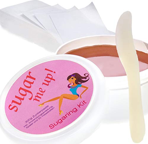 Sugar me UP! Set de simple y fácil con Haarentfernung Sugaring Zuckerpaste, incluida, Zuckerpaste Vliesstreifen, Kunststoffspatel y bebilderter Anwendungsanleitung.