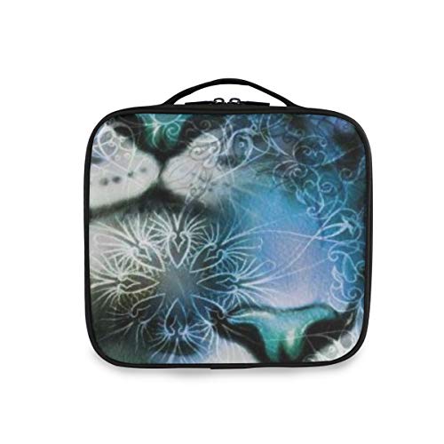 SUGARHE Animal 2 Tiger Safari Cat Wild Furious Life Grandes Animales Lámina,Neceser Maquillaje,Bolsa Cosméticos Organizador Brochas Maquillaje Estuches Portátil