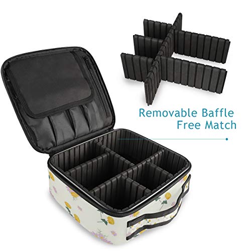 SUGARHE Arte botánico de Flores Cosmea y Zinnia generadas digitalmente,Neceser Maquillaje,Bolsa Cosméticos Organizador Brochas Maquillaje Estuches Portátil