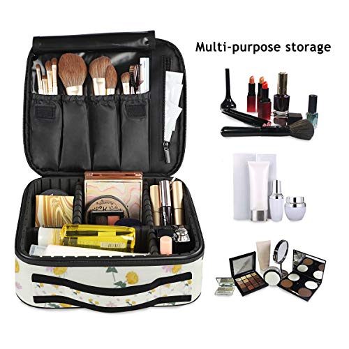 SUGARHE Arte botánico de Flores Cosmea y Zinnia generadas digitalmente,Neceser Maquillaje,Bolsa Cosméticos Organizador Brochas Maquillaje Estuches Portátil
