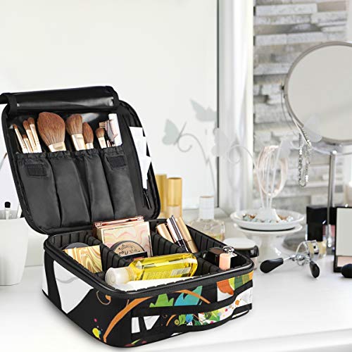 SUGARHE Colorido Madame Butterfly Versión moderna con círculos de espiral de primavera Hoja Botánica Chica Imprimir,Neceser Maquillaje,Bolsa Cosméticos Organizador Brochas Maquillaje Estuches Portátil