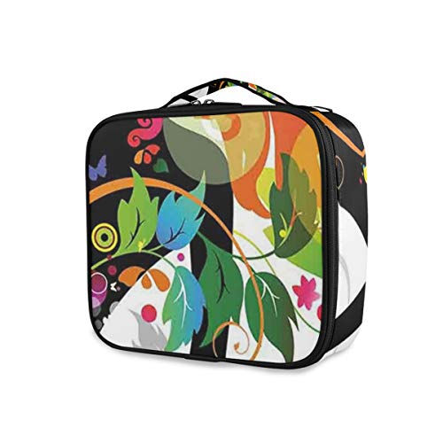 SUGARHE Colorido Madame Butterfly Versión moderna con círculos de espiral de primavera Hoja Botánica Chica Imprimir,Neceser Maquillaje,Bolsa Cosméticos Organizador Brochas Maquillaje Estuches Portátil