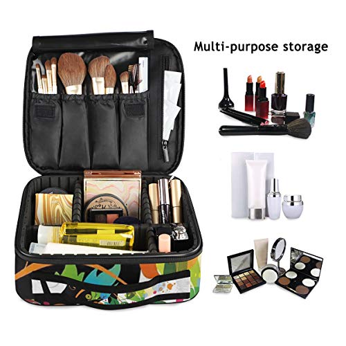 SUGARHE Colorido Madame Butterfly Versión moderna con círculos de espiral de primavera Hoja Botánica Chica Imprimir,Neceser Maquillaje,Bolsa Cosméticos Organizador Brochas Maquillaje Estuches Portátil