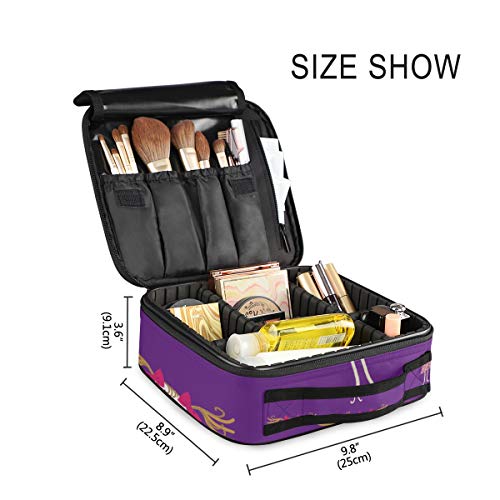 SUGARHE Las niñas pintaban el Estilo de los niños y los Lazos Rojos sobre Fondo Morado,Neceser Maquillaje,Bolsa Cosméticos Organizador Brochas Maquillaje Estuches Portátil