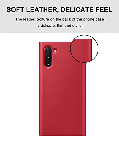 Suhctup Cuero Funda Compatible con Samsung Galaxy Note 8,Protección Carcasa con [Soporte] y [Inteligente Ventana Lateral Visible],Ultra Delgado Flip Bumper Case para Galaxy Note 8,Rojo