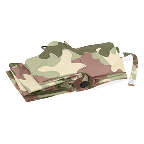 SUHETI Paraguas automático de Apertura/Cierre,Camuflaje Verde ilustrado en Colores de Bosque Hunter Combat,Paraguas pequeño Plegable a Prueba de Viento