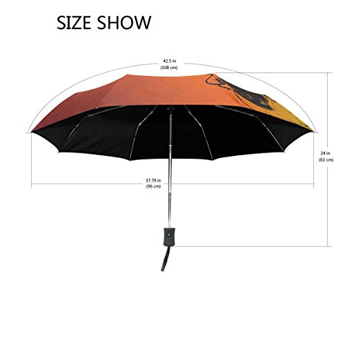 SUHETI Paraguas automático de Apertura/Cierre,Composición de un Tigre de Cerca con Safari Animal Siluetas Hunter,Paraguas pequeño Plegable a Prueba de Viento, Impermeable