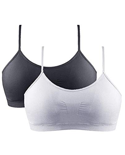 Sujetador deportivo Vertvie para mujer, sujetador de encaje fino, cierre frontal, sin aros, top para yoga, fitness, entrenamiento, elástico, de bienestar Blanco y negro. L/etiqueta XL